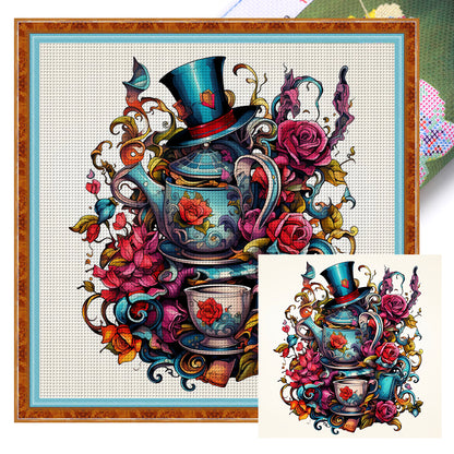 Alice Teacup Hat - 11CT Stamped Cross Stitch 50*50CM