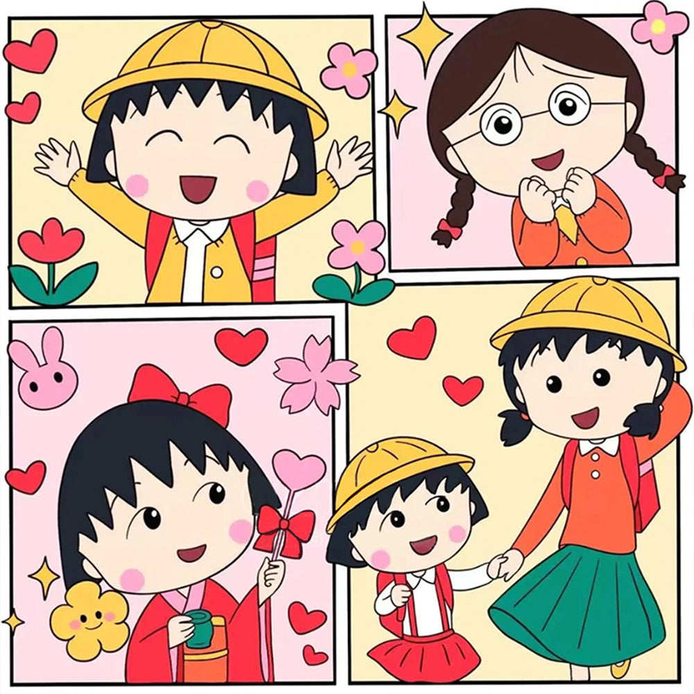 Chibi Maruko - 11CT Stamped Cross Stitch 50*50CM