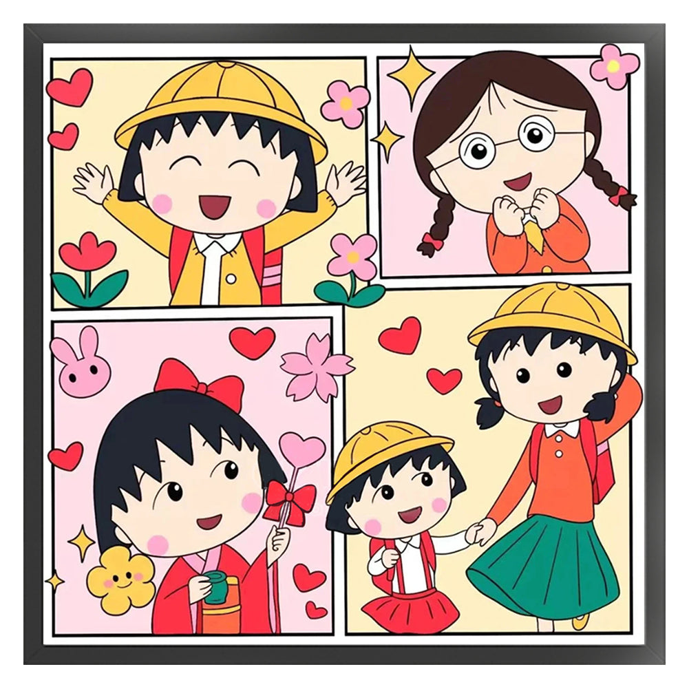 Chibi Maruko - 11CT Stamped Cross Stitch 50*50CM