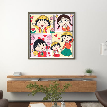 Chibi Maruko - 11CT Stamped Cross Stitch 50*50CM