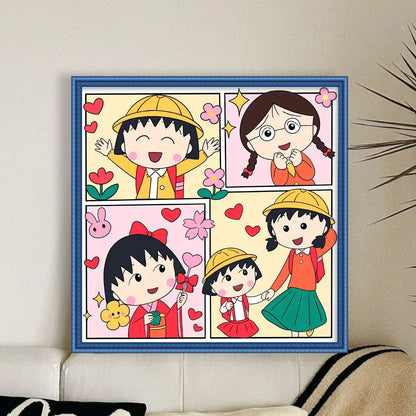 Chibi Maruko - 11CT Stamped Cross Stitch 50*50CM