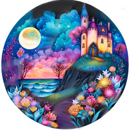 Castle By The Sea Under The Moon - 11CT Stamped Cross Stitch 50*50CM