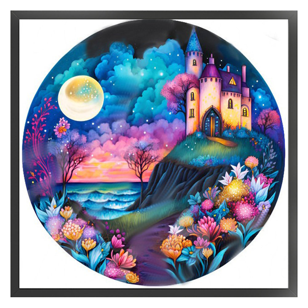 Castle By The Sea Under The Moon - 11CT Stamped Cross Stitch 50*50CM