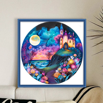 Castle By The Sea Under The Moon - 11CT Stamped Cross Stitch 50*50CM