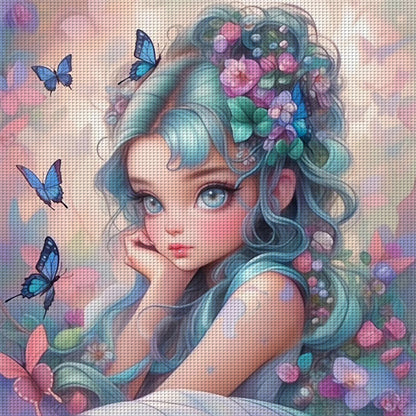 Butterfly Girl - 14CT Stamped Cross Stitch 50*50CM