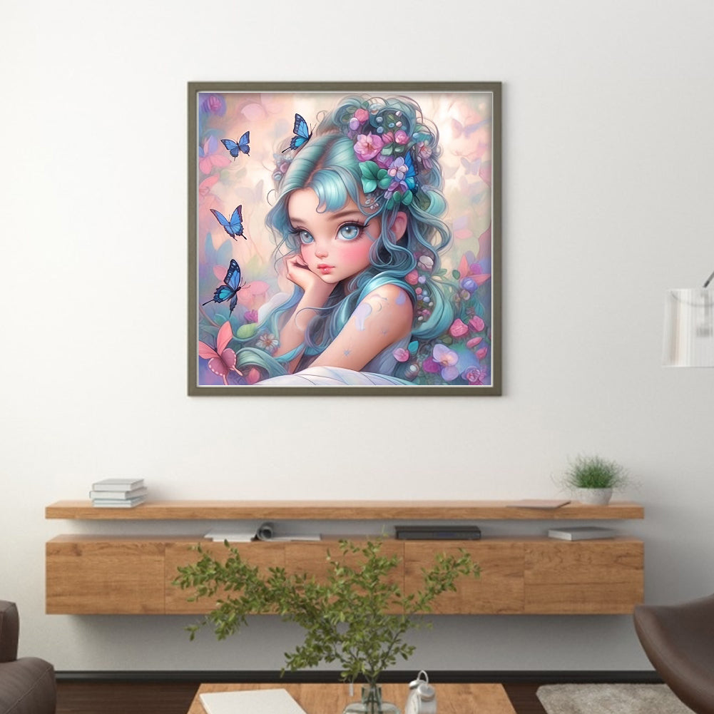 Butterfly Girl - 14CT Stamped Cross Stitch 50*50CM