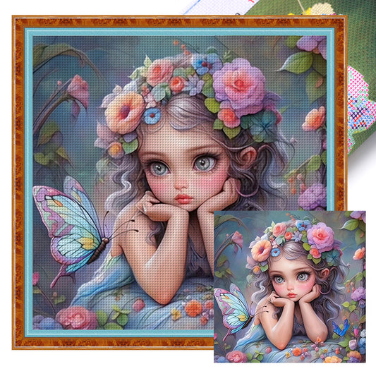 Butterfly Girl - 14CT Stamped Cross Stitch 50*50CM