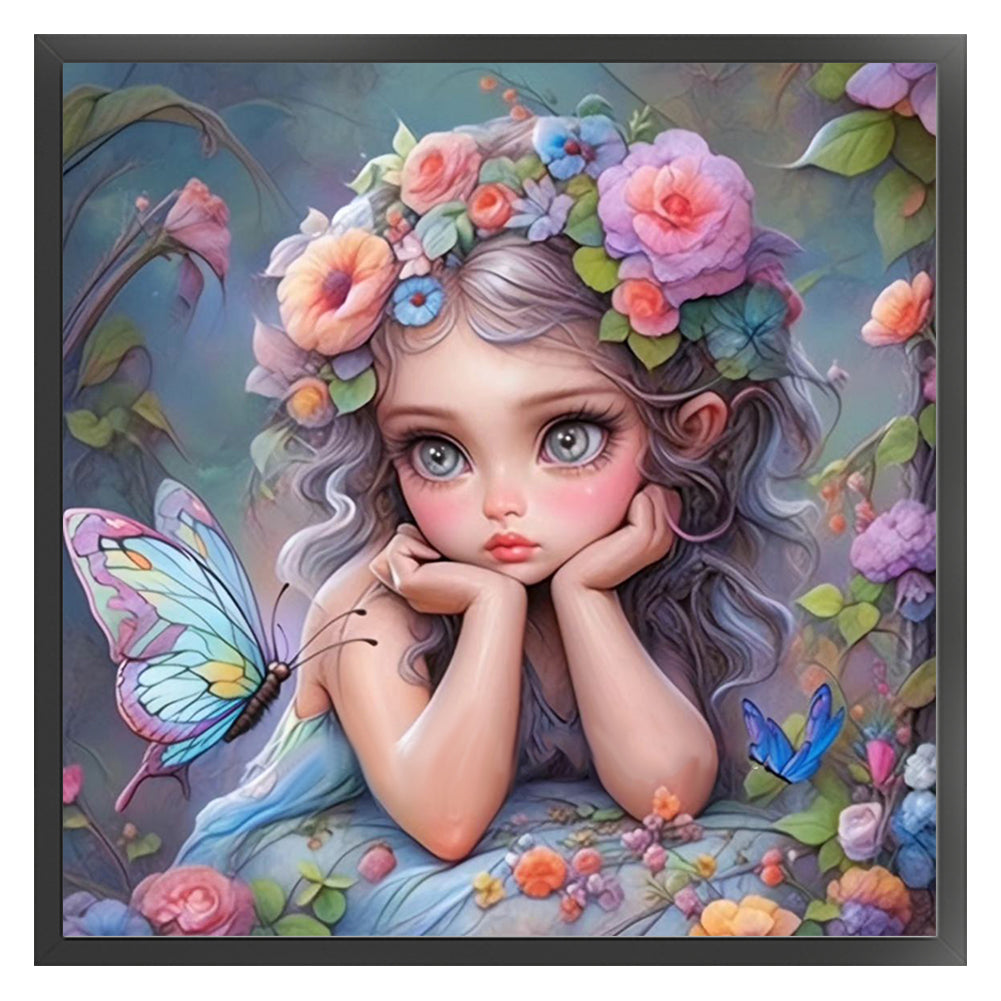 Butterfly Girl - 14CT Stamped Cross Stitch 50*50CM