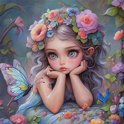 Butterfly Girl - 14CT Stamped Cross Stitch 50*50CM