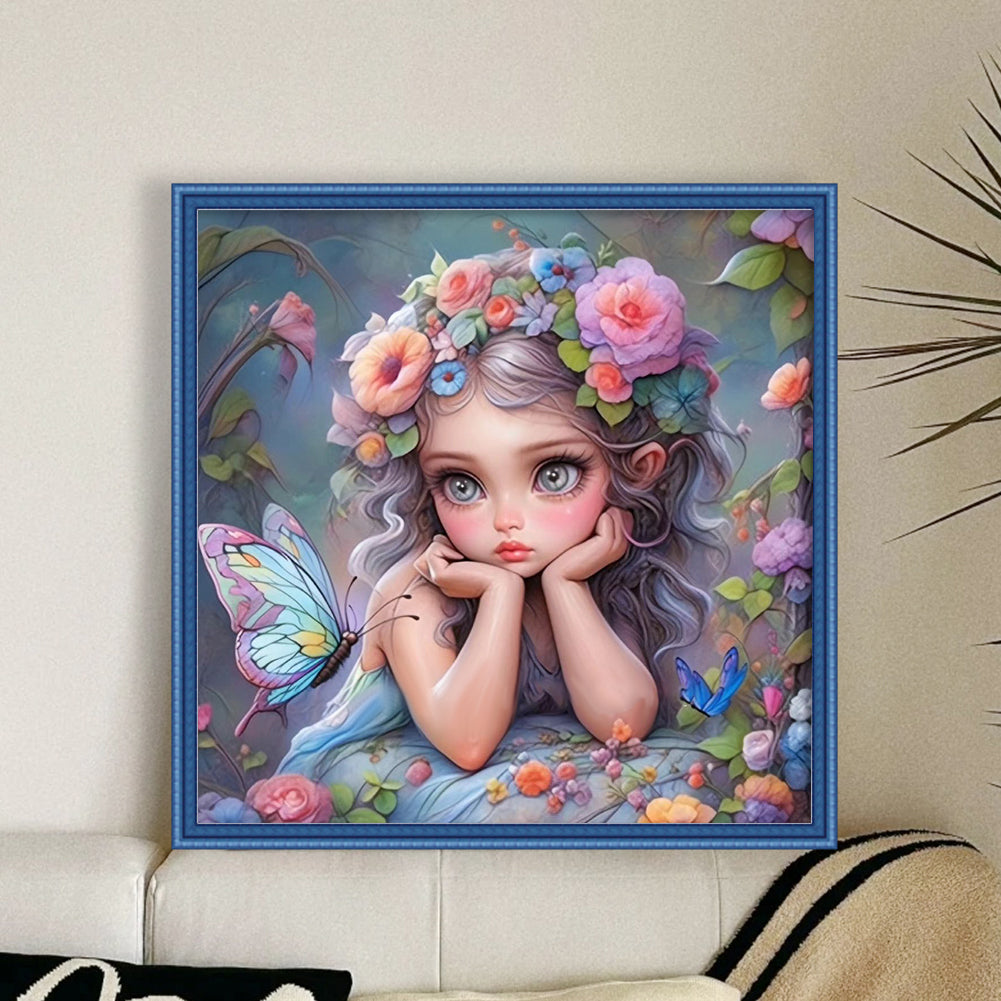 Butterfly Girl - 14CT Stamped Cross Stitch 50*50CM