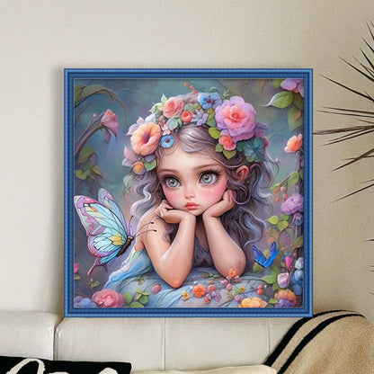 Butterfly Girl - 14CT Stamped Cross Stitch 50*50CM