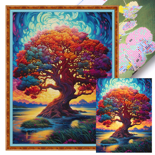 Life Tree - 14CT Stamped Cross Stitch 45*60CM