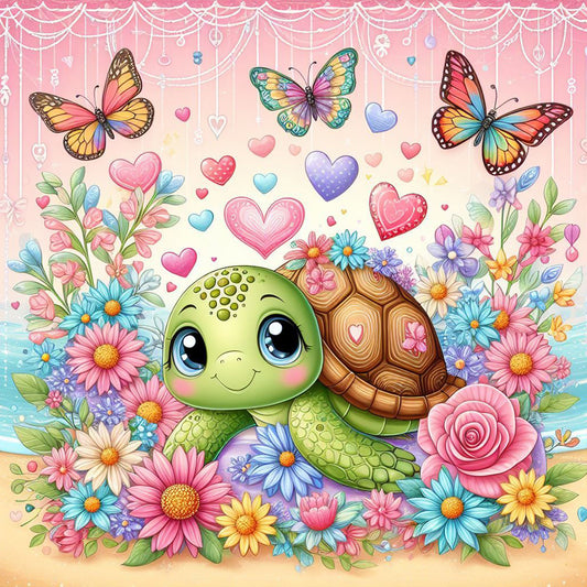 Flower Bush Turtle - Full Round Drill Diamond Painting 30*30CM