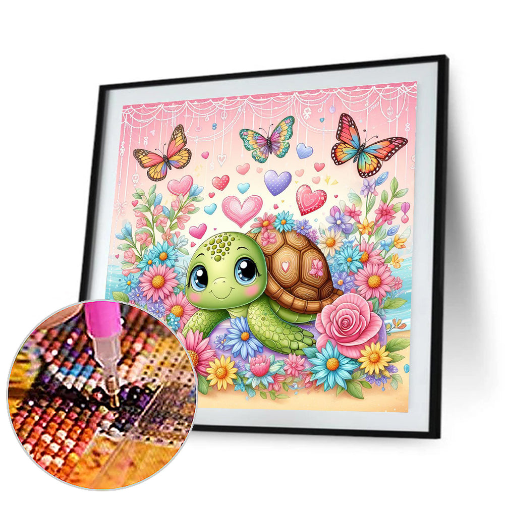 Flower Bush Turtle - Full Round Drill Diamond Painting 30*30CM