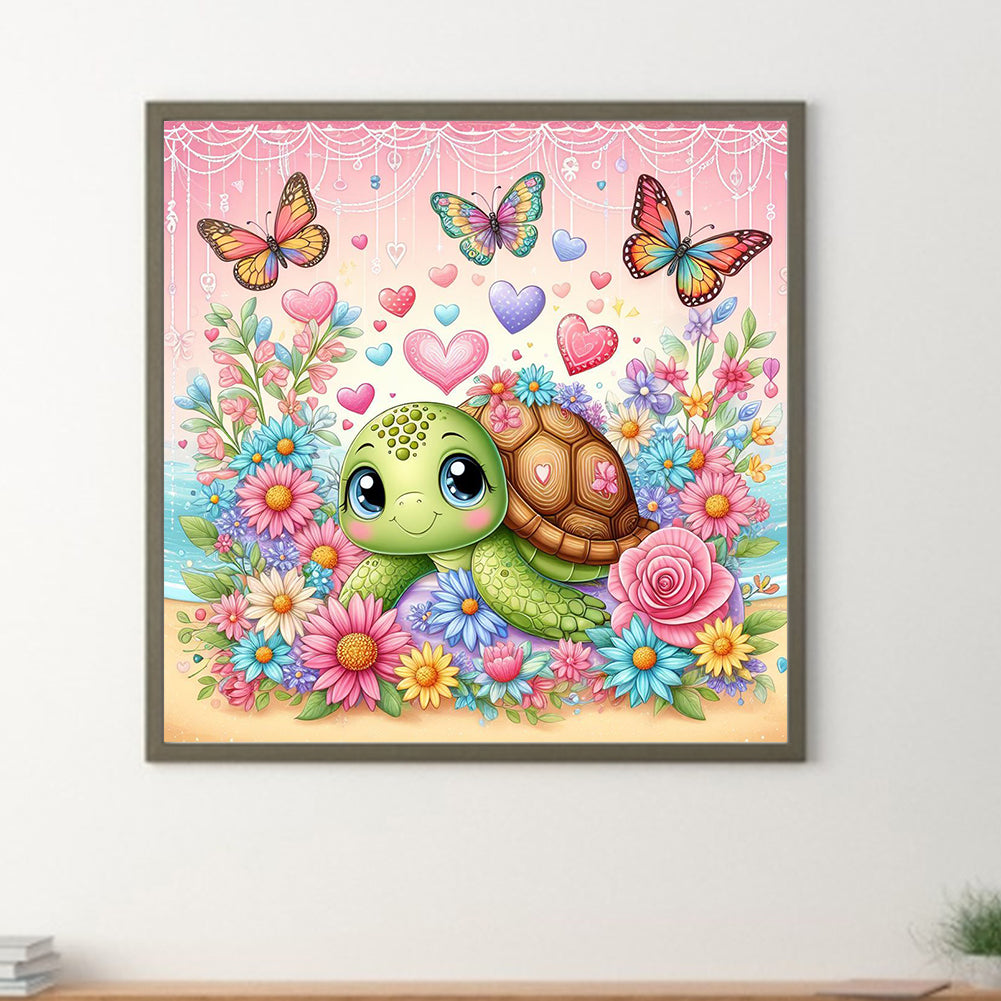 Flower Bush Turtle - Full Round Drill Diamond Painting 30*30CM