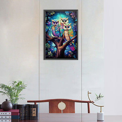 Owl - Full Round Drill Diamond Painting 30*45CM