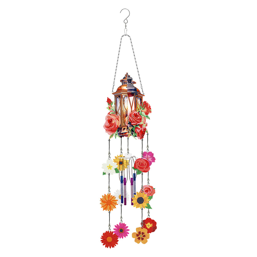 Double Side Wind Chime Diamond Art Hanging Pendant for Home Decor (Rose Lantern)