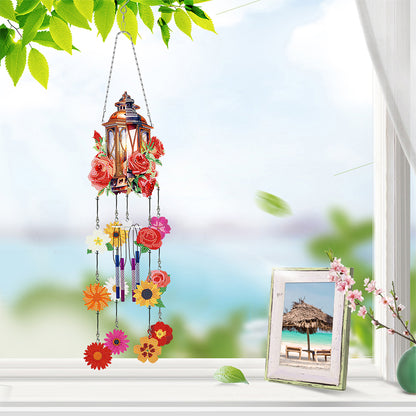 Double Side Wind Chime Diamond Art Hanging Pendant for Home Decor (Rose Lantern)