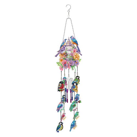 Double Side Wind Chime Diamond Art Hanging Pendant for Home Decor (Flower Bird)