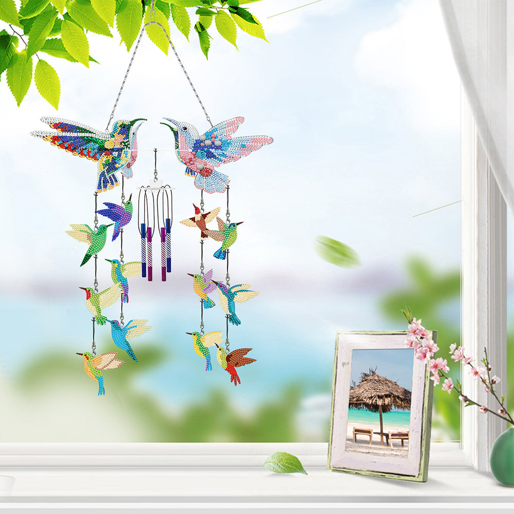 Double Side Wind Chime Diamond Art Hanging Pendant for Home Decor (Flying Bird)