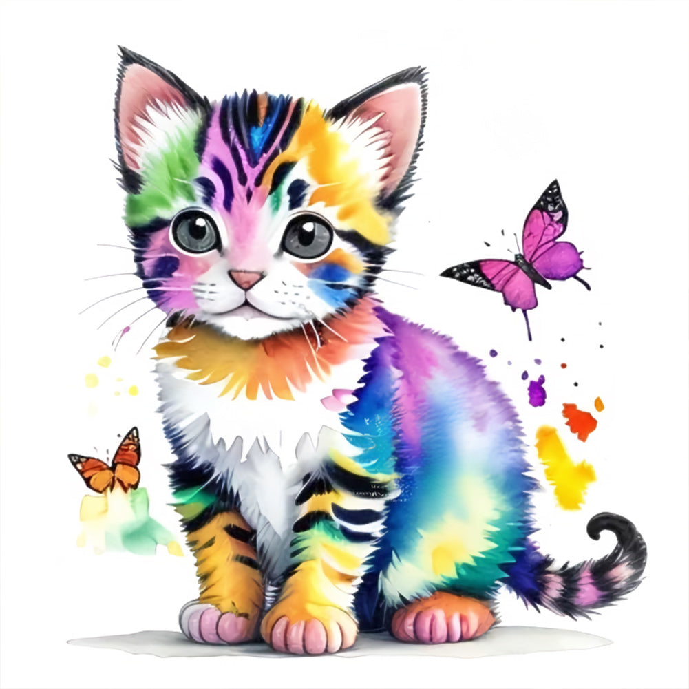 Kitten - Full Round Drill Diamond Painting 30*30CM