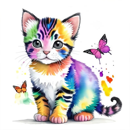 Kitten - Full Round Drill Diamond Painting 30*30CM