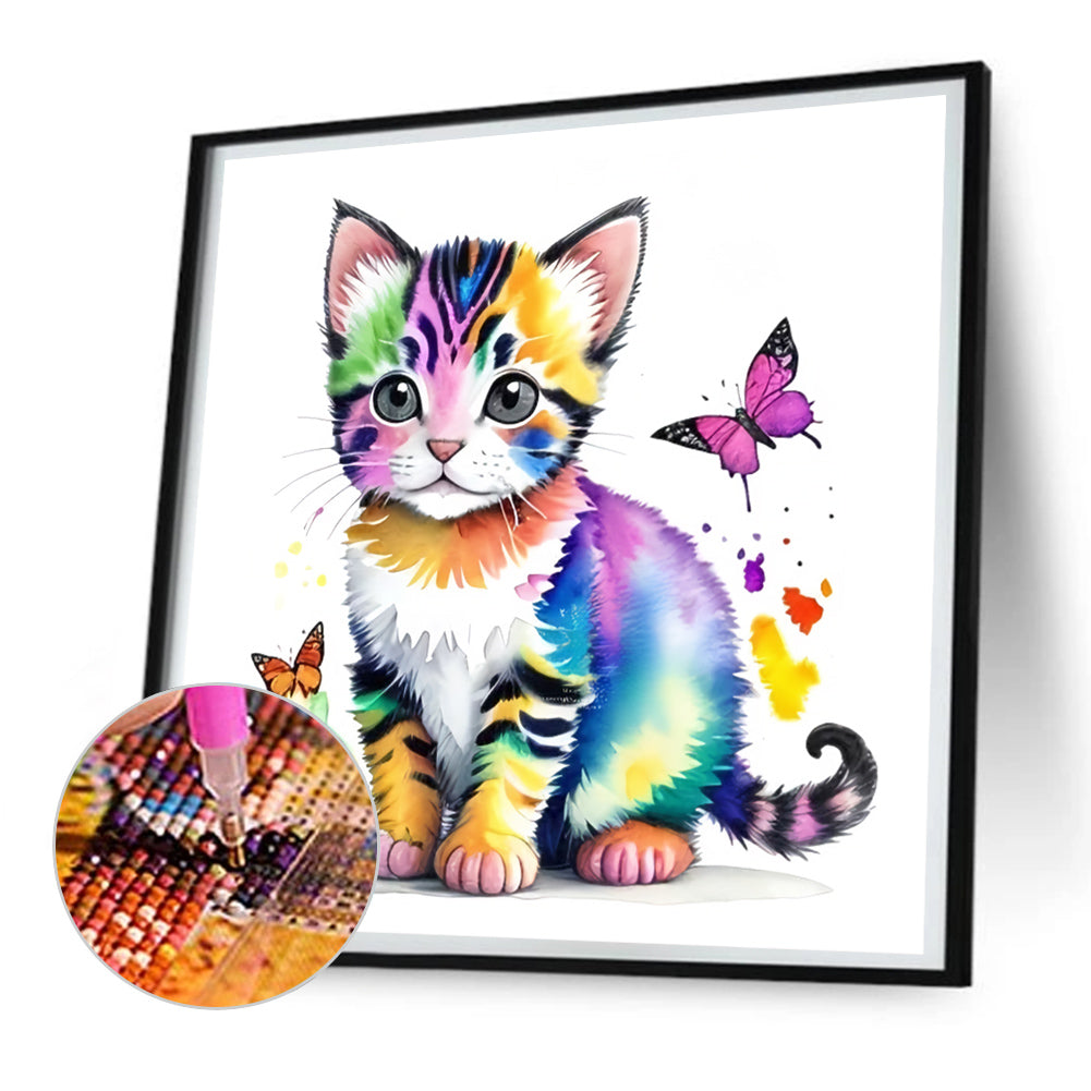 Kitten - Full Round Drill Diamond Painting 30*30CM