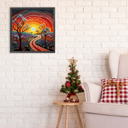 Road Under Sunset - Full Round Drill Diamond Painting 30*30CM