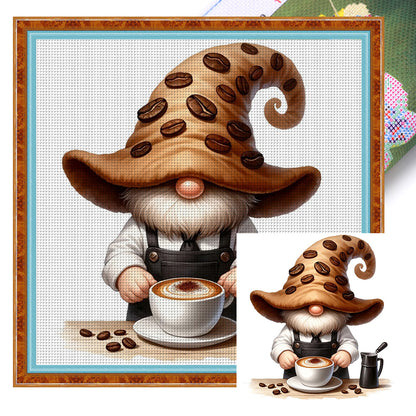 Coffee Gnome - 11CT Stamped Cross Stitch 40*40CM