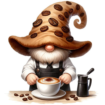 Coffee Gnome - 11CT Stamped Cross Stitch 40*40CM