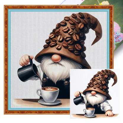 Coffee Gnome - 11CT Stamped Cross Stitch 40*40CM