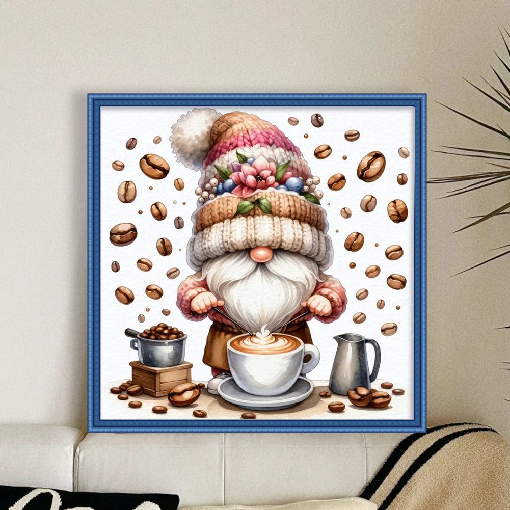 Coffee Gnome - 11CT Stamped Cross Stitch 40*40CM