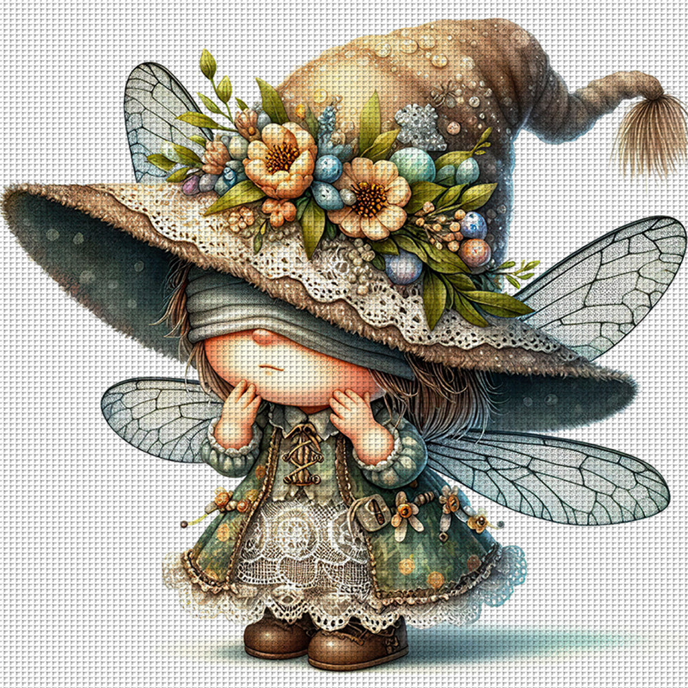 Dragonfly Goblin - 11CT Stamped Cross Stitch 45*45CM