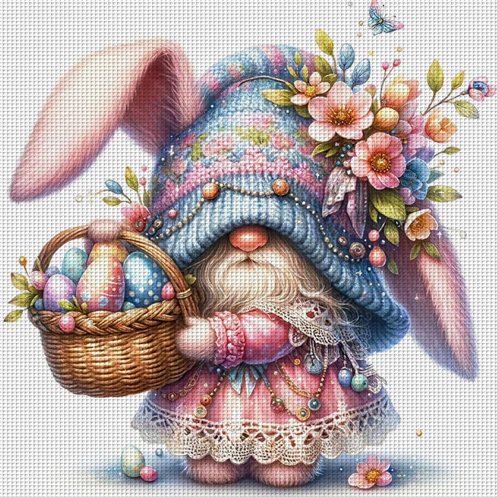 Easter Bunny Gnome - 11CT Stamped Cross Stitch 45*45CM