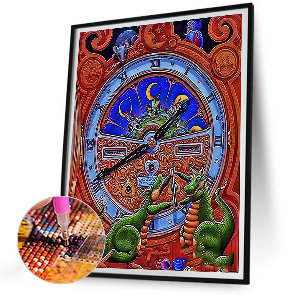 Two Green Dinosaurs - Full Round Drill Diamond Painting 30*40CM