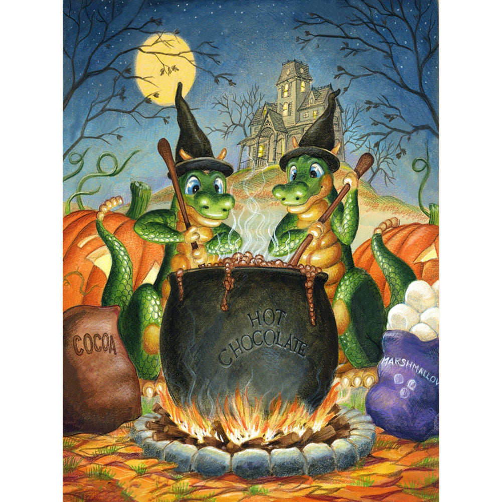 Green Dinosaur Soup - Full Round Drill Diamond Painting 30*40CM