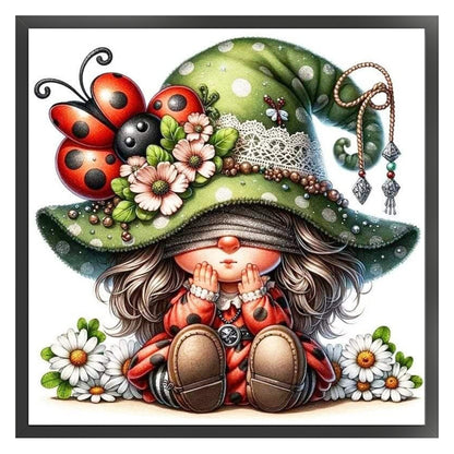 Seven-Star Ladybug Gnome - 11CT Stamped Cross Stitch 45*45CM