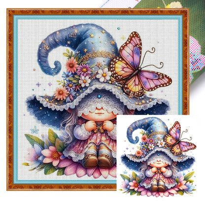 Butterfly Gnome - 11CT Stamped Cross Stitch 45*45CM