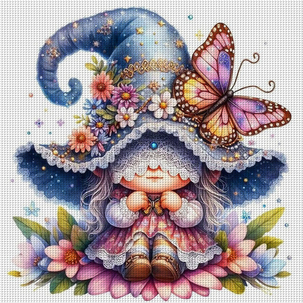 Butterfly Gnome - 11CT Stamped Cross Stitch 45*45CM