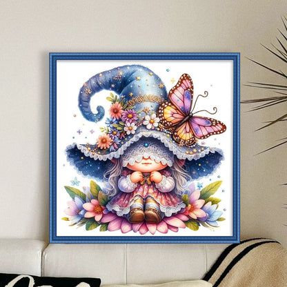 Butterfly Gnome - 11CT Stamped Cross Stitch 45*45CM