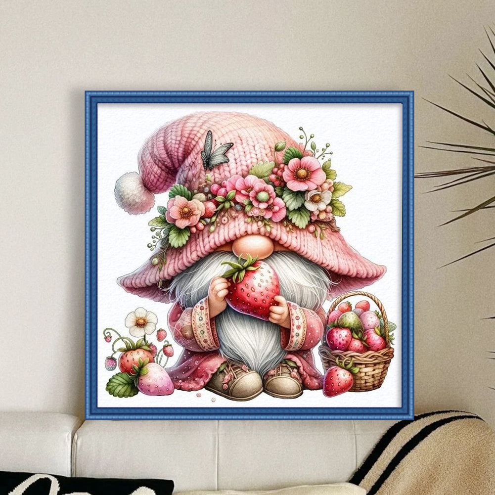 Strawberry Gnome - 11CT Stamped Cross Stitch 45*45CM