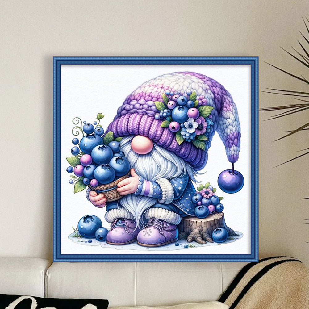 Blueberry Gnome - 11CT Stamped Cross Stitch 45*45CM