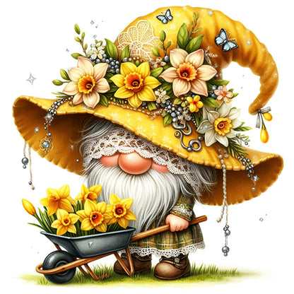 Yellow Flower Goblin - 11CT Stamped Cross Stitch 45*45CM