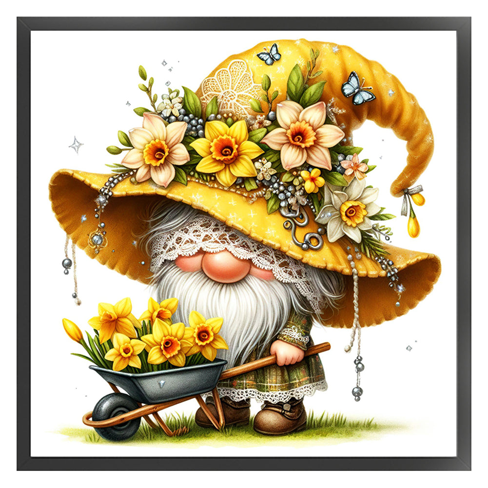 Yellow Flower Goblin - 11CT Stamped Cross Stitch 45*45CM