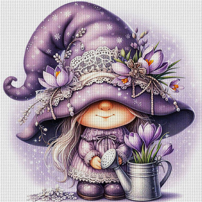 Tulip Gnome - 11CT Stamped Cross Stitch 45*45CM