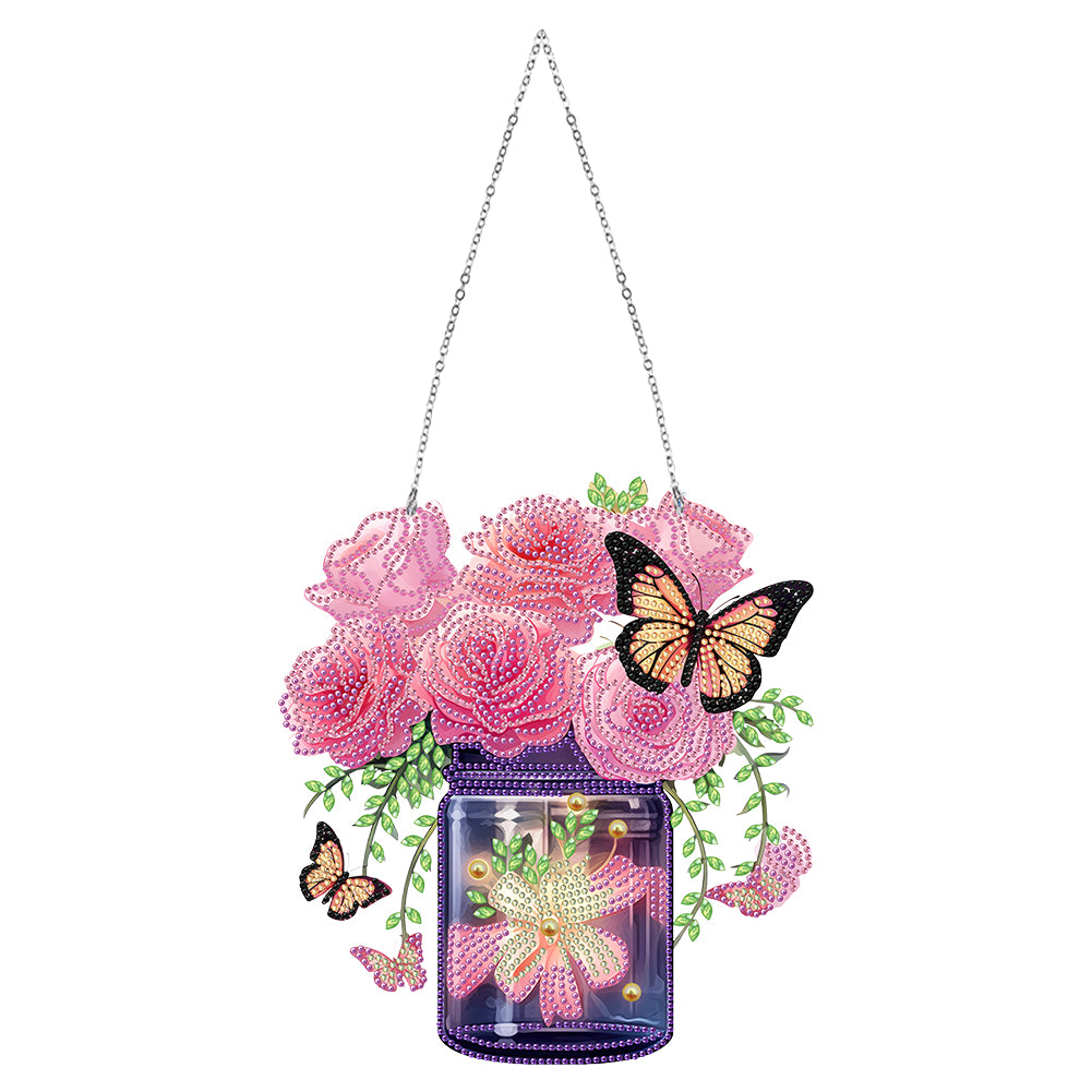 Glow Butterfly Vase 5D DIY Diamond Painting Dots Pendant Office Decor KJ096)