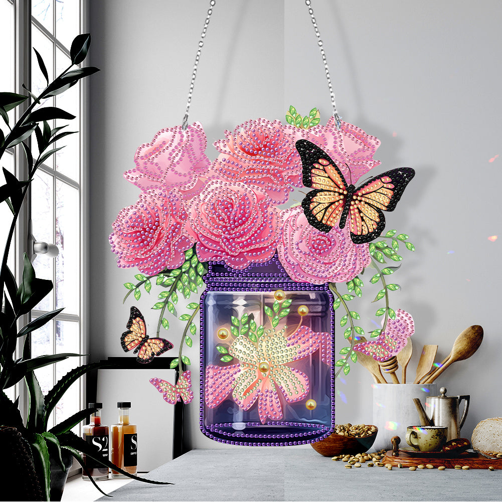 Glow Butterfly Vase 5D DIY Diamond Painting Dots Pendant Office Decor KJ096)