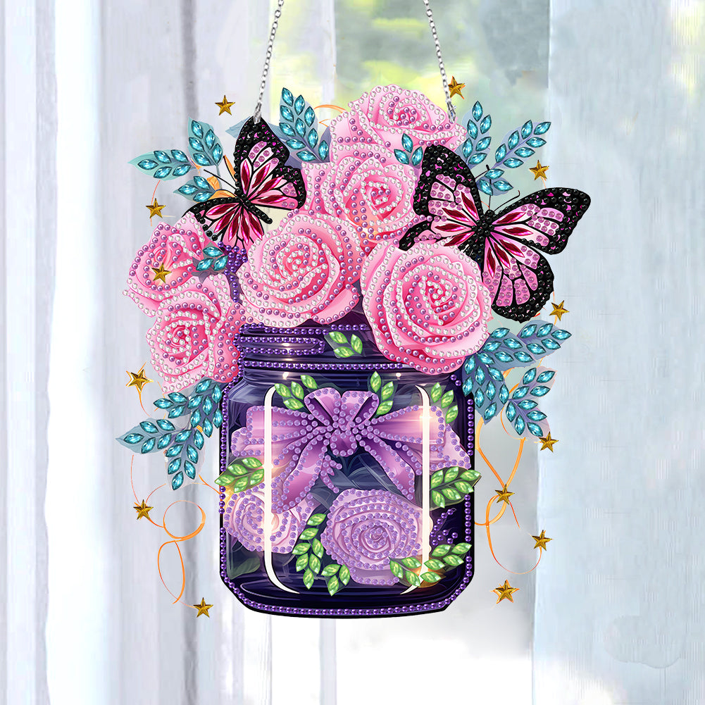 Glow Butterfly Vase 5D DIY Diamond Painting Dots Pendant Office Decor (KJ097)