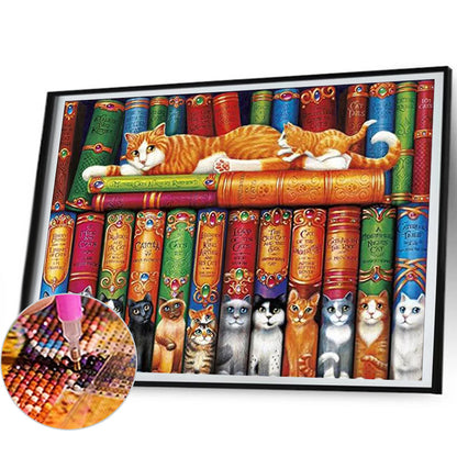 Books And Cats - Full Round Drill Diamond Painting 50*40CM