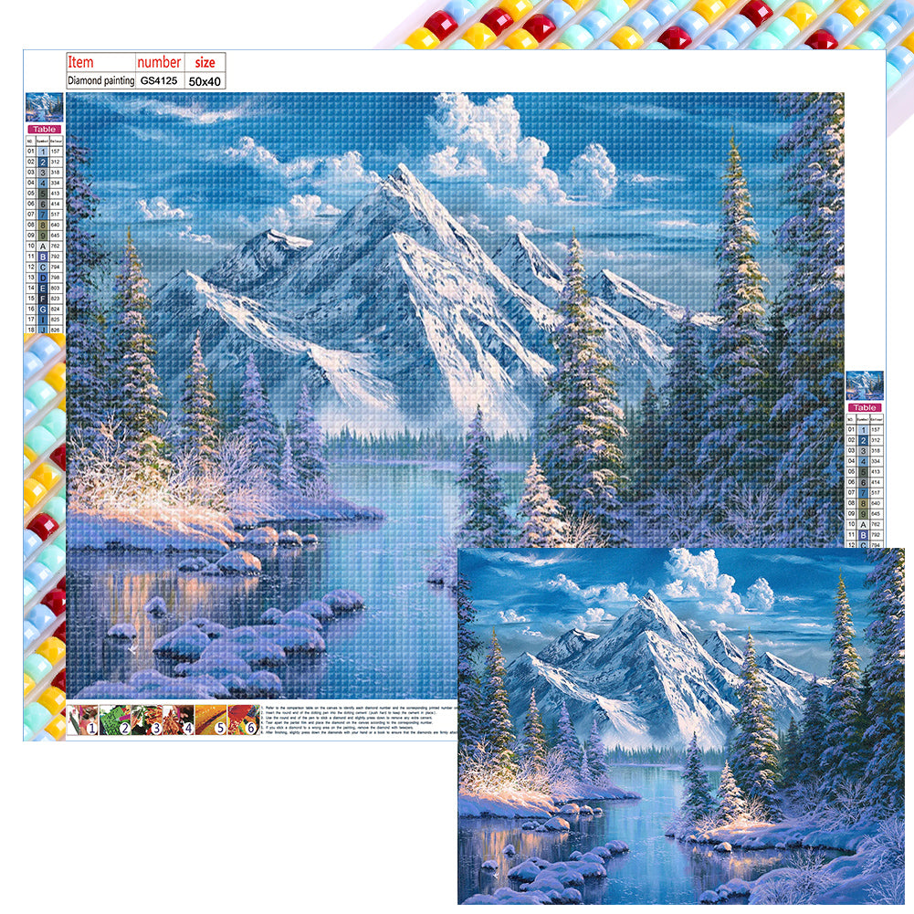 Woods Snow Mountain - Full Square Drill Diamond Painting 50*40CM